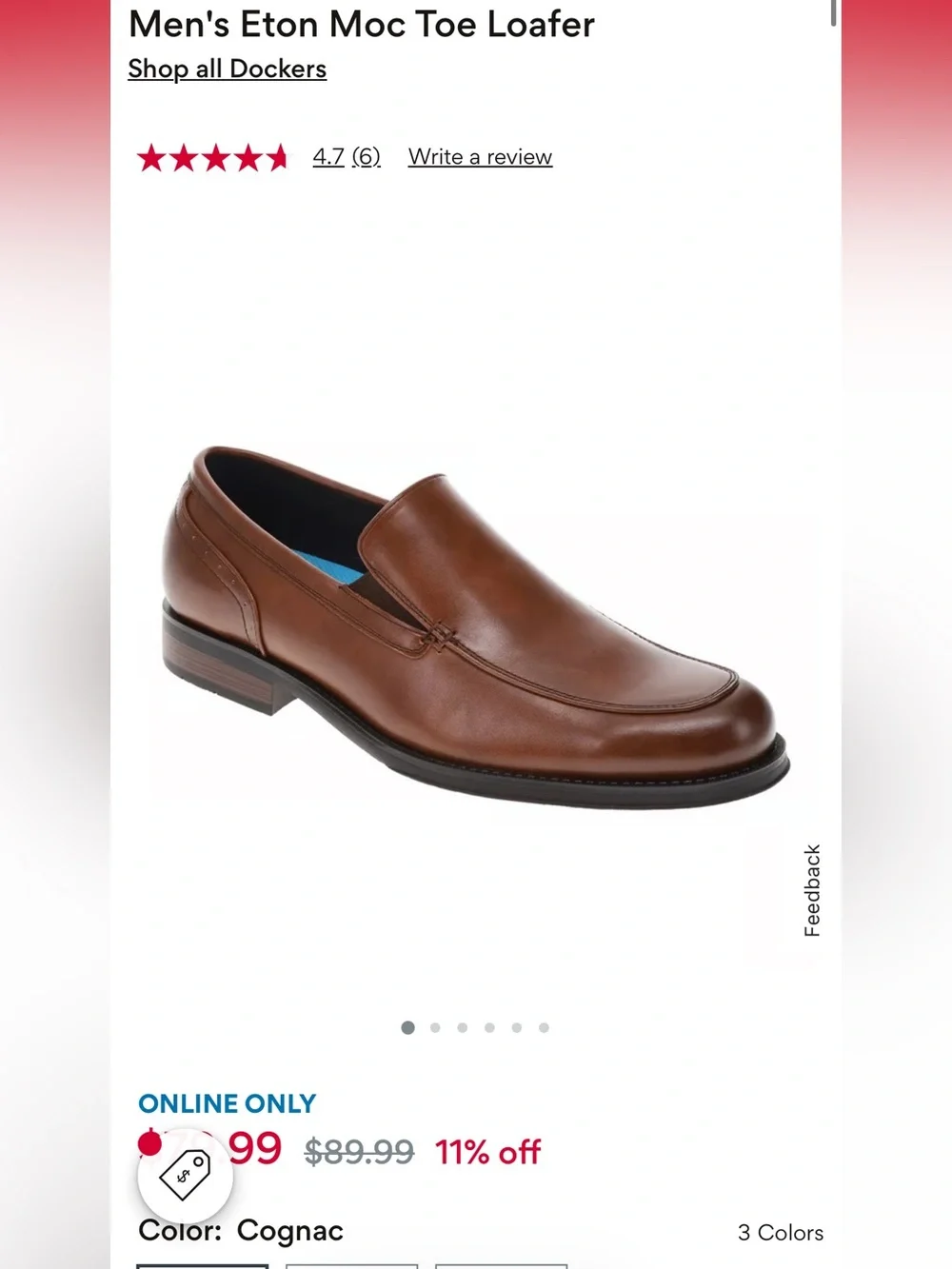 Dockers Men’s Chestnut Brown Leather Slip-On Loafer